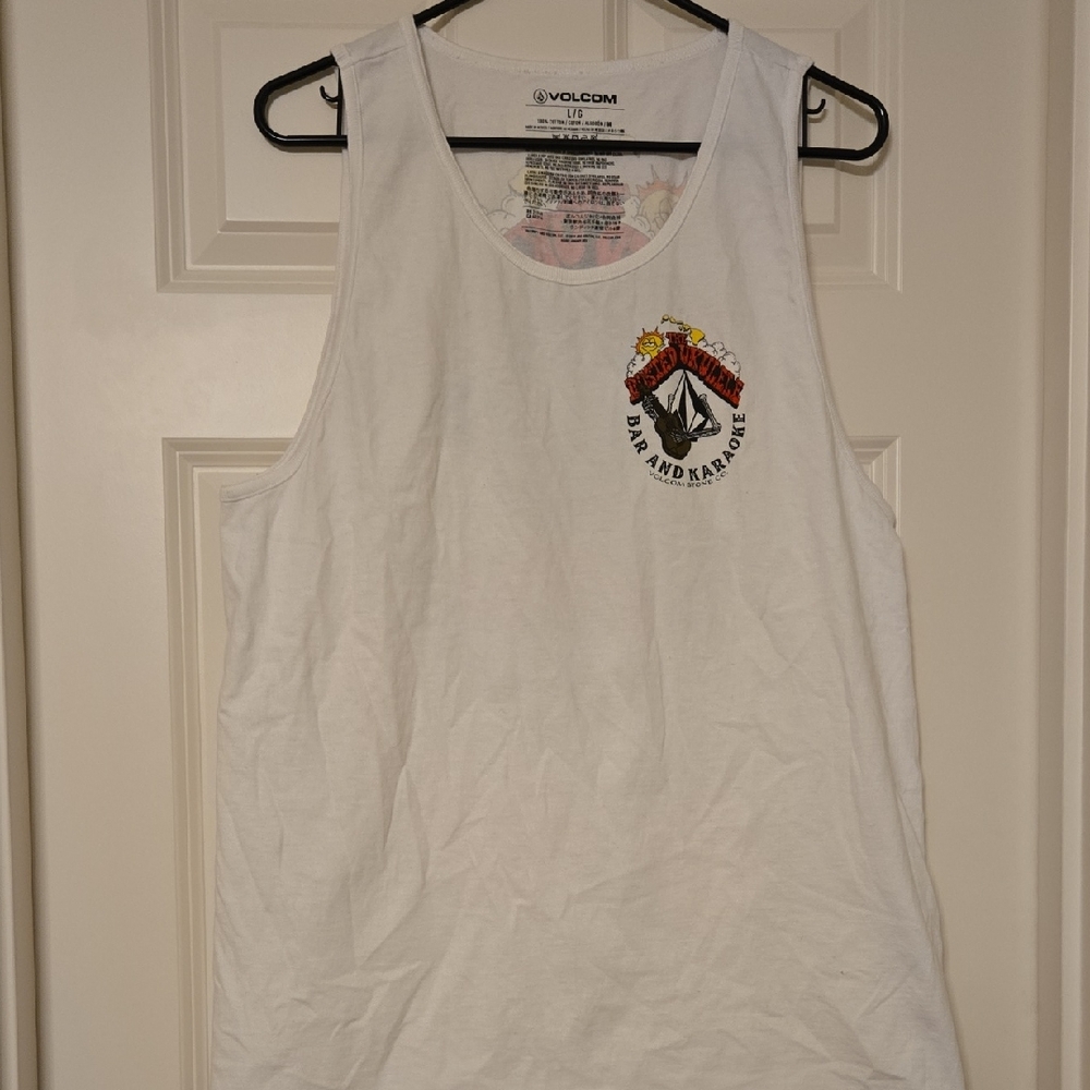 Volcom White Tank with Graphic Emblem